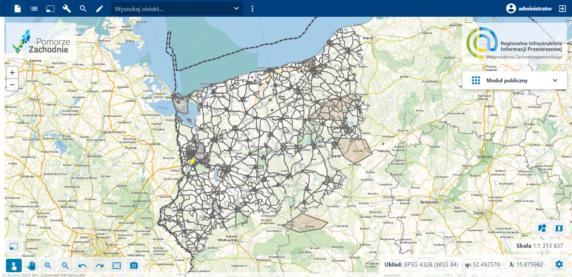 Widok okna aplikacji RIIP