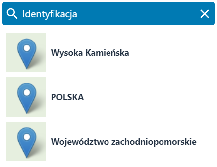Lista zidentyfikowanych obiektów
