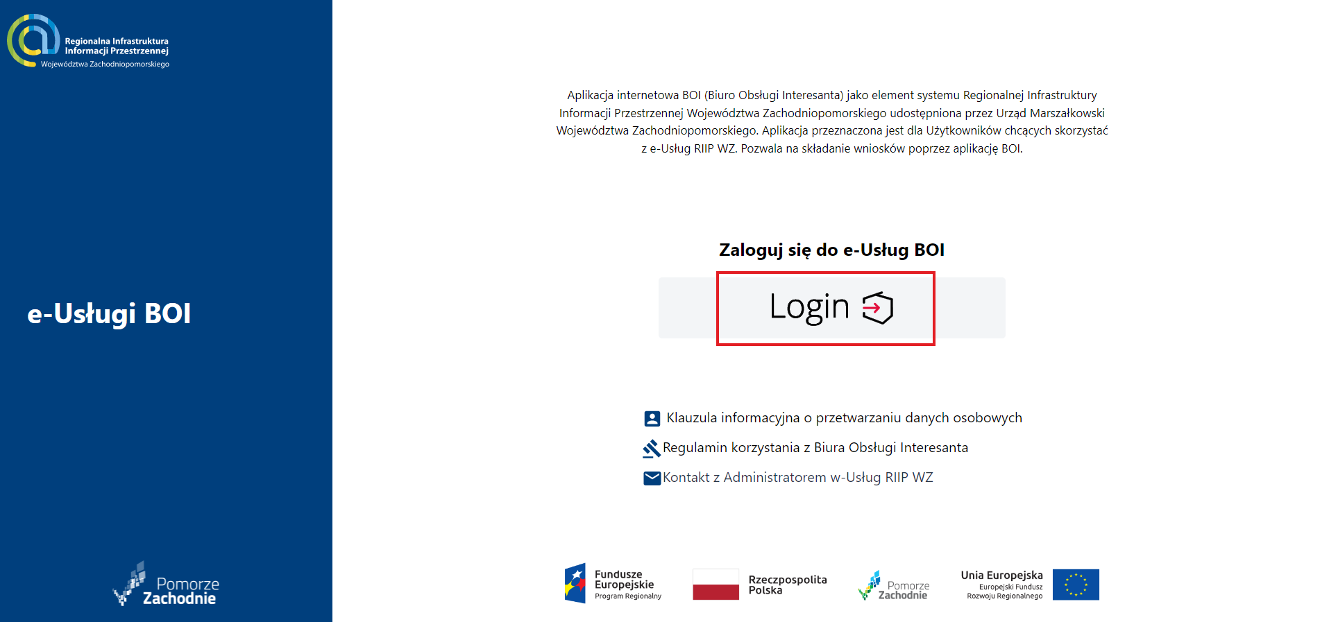 Logowanie do systemu RIIP WZ z zaznaczoną opcją Zaloguj z Login.gov.pl