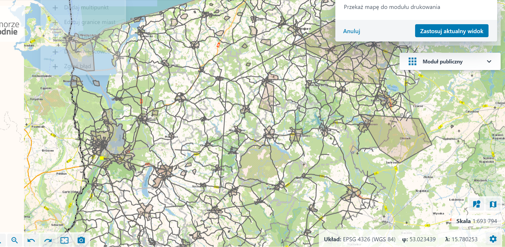 Dodanie mapy w Edytorze wydruku