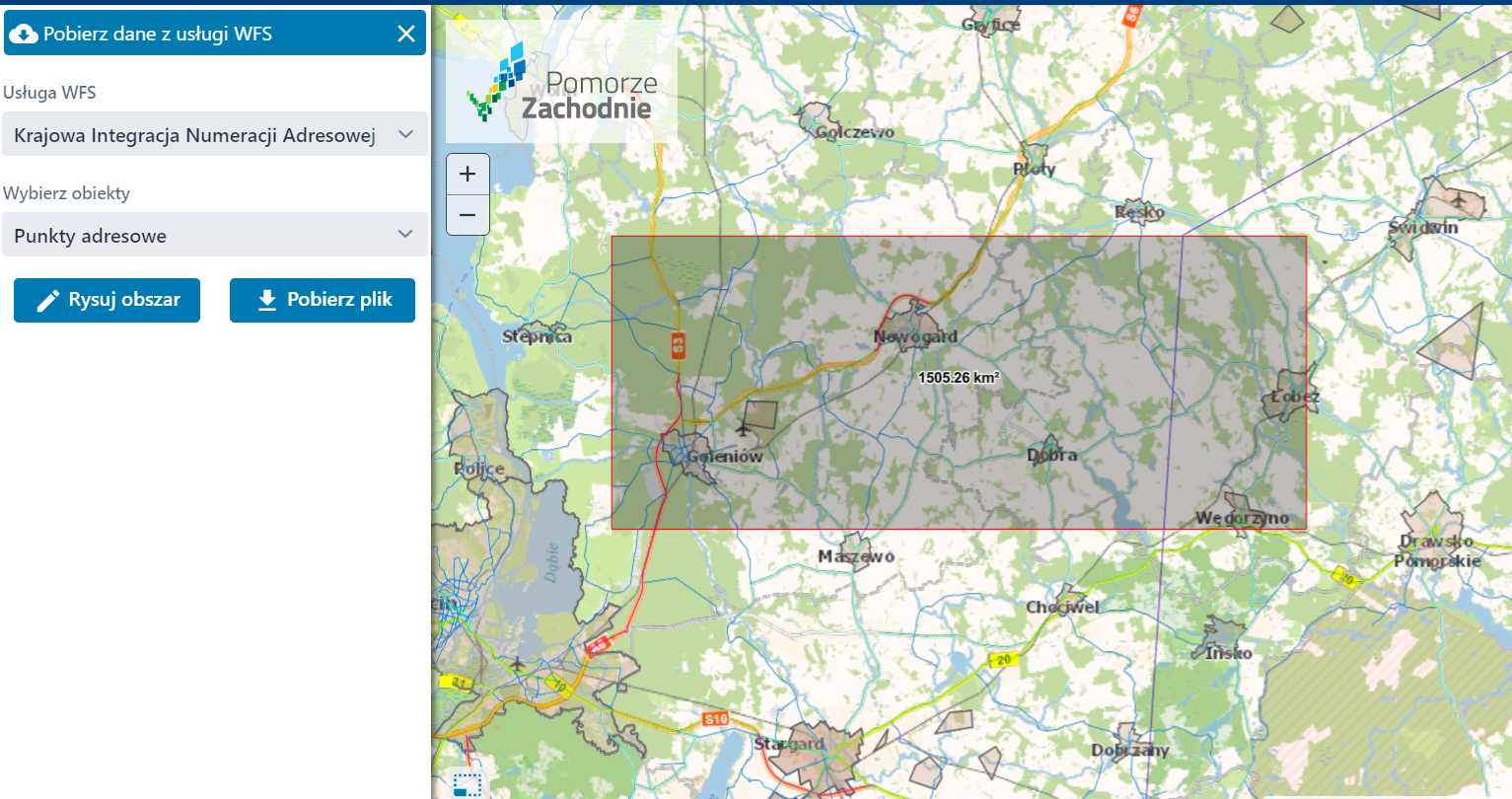 Pobieranie danych z usług WFS.