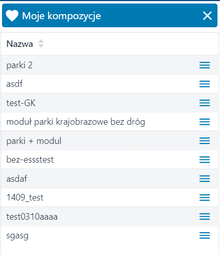 Lista zapisanych kompozycji