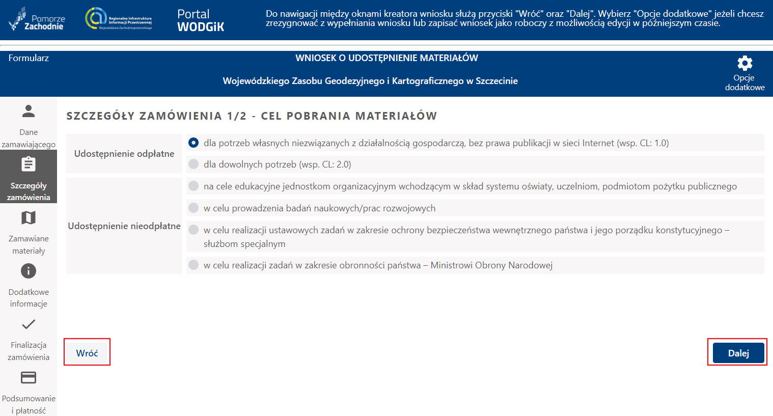 Formularz wniosku - nawigacja po formularzu Formularz wniosku - nawigacja po formularzu