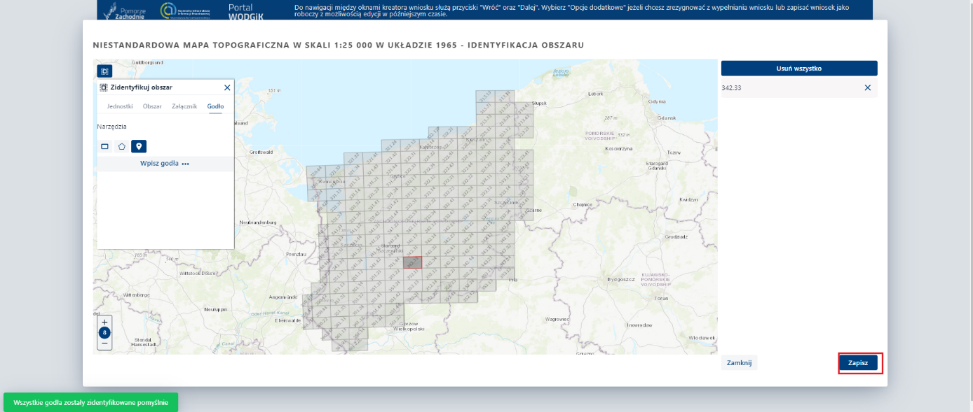 Zidentyfikuj obszar – zakładka Godło - zapis zidentyfikowanych godeł Zidentyfikuj obszar – zakładka Godło - zapis zidentyfikowanych godeł