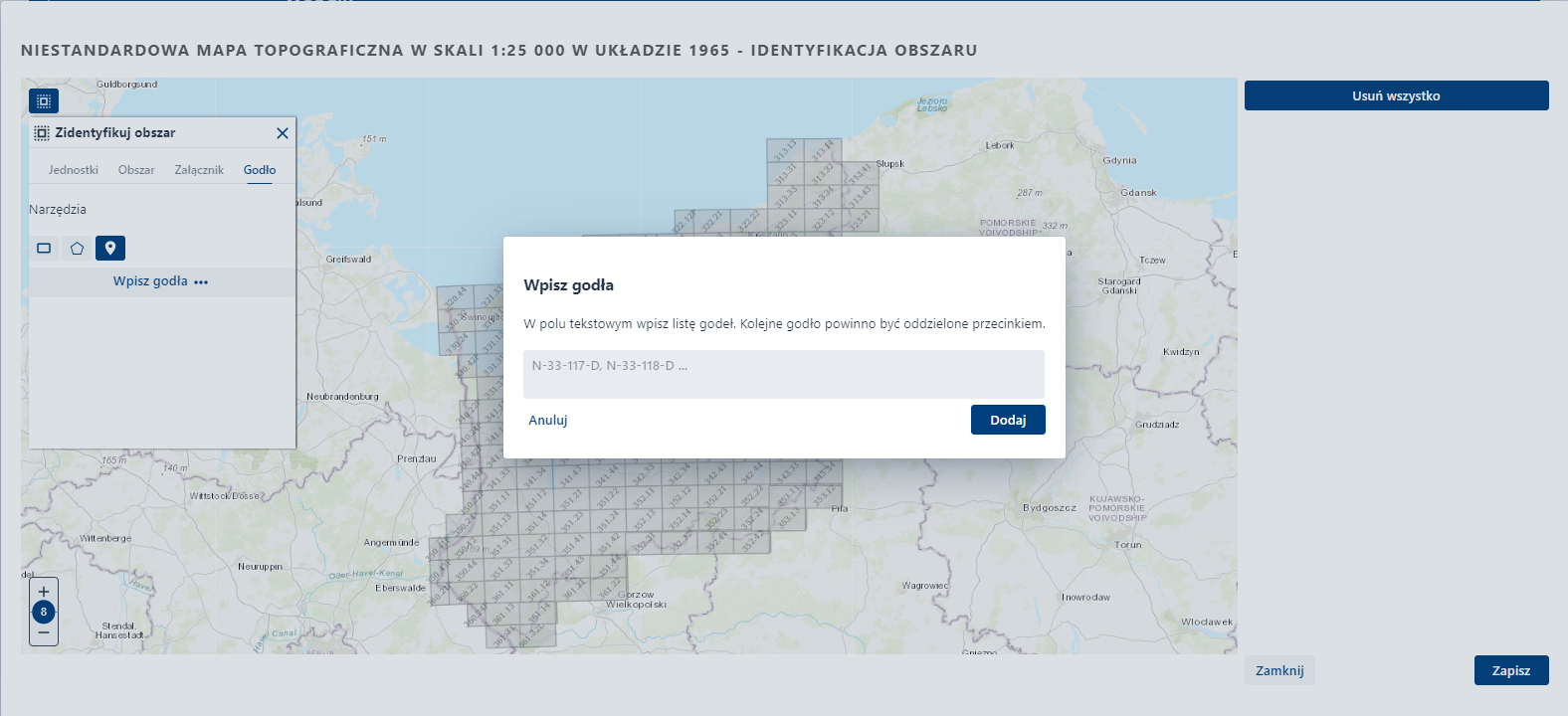 Zidentyfikuj obszar – zakładka Godło - okno wpisz godło Zidentyfikuj obszar – zakładka Godło - okno wpisz godło
