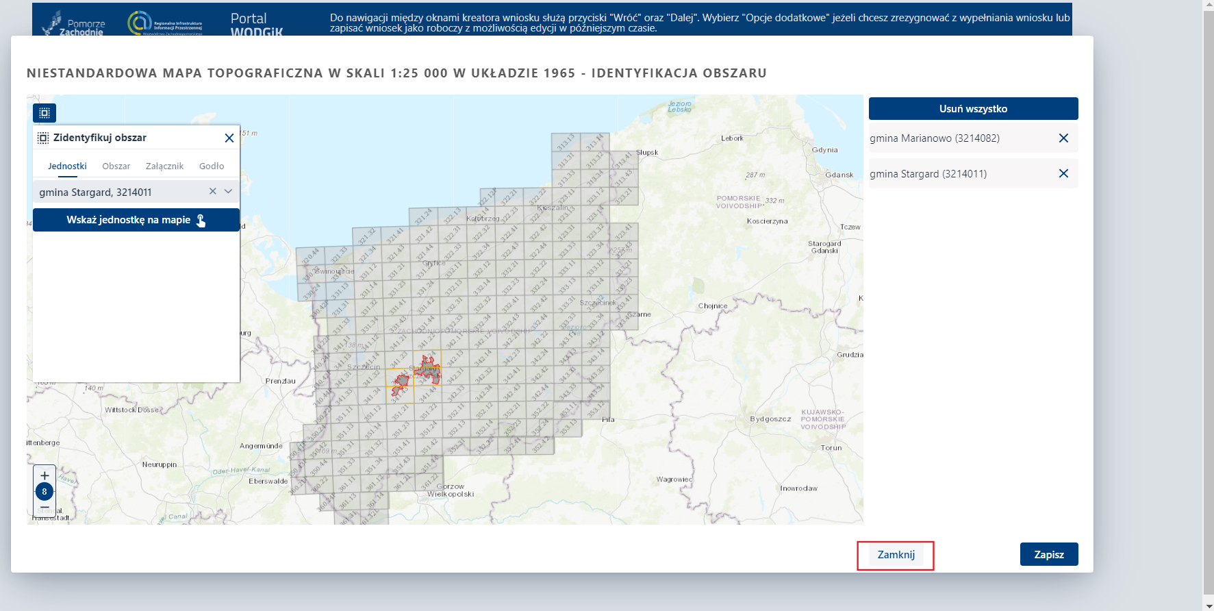 Zidentyfikuj obszar - zamykanie identyfikacji Zidentyfikuj obszar - zamykanie identyfikacji
