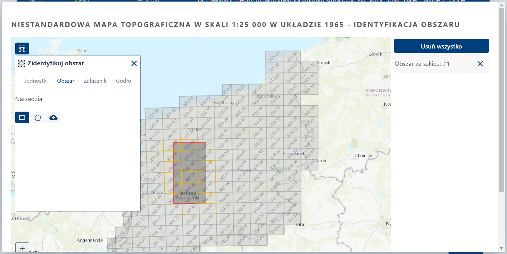 Zidentyfikuj obszar – zakładka Obszar – selekcja prostokątem Zidentyfikuj obszar – zakładka Obszar – selekcja prostokątem