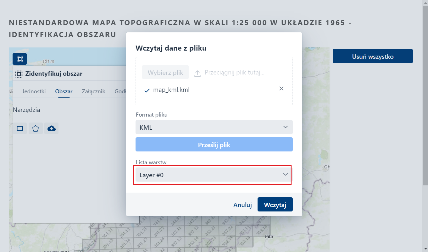 Wczytaj dane z pliku - wybór warstwy Wczytaj dane z pliku - wybór warstwy