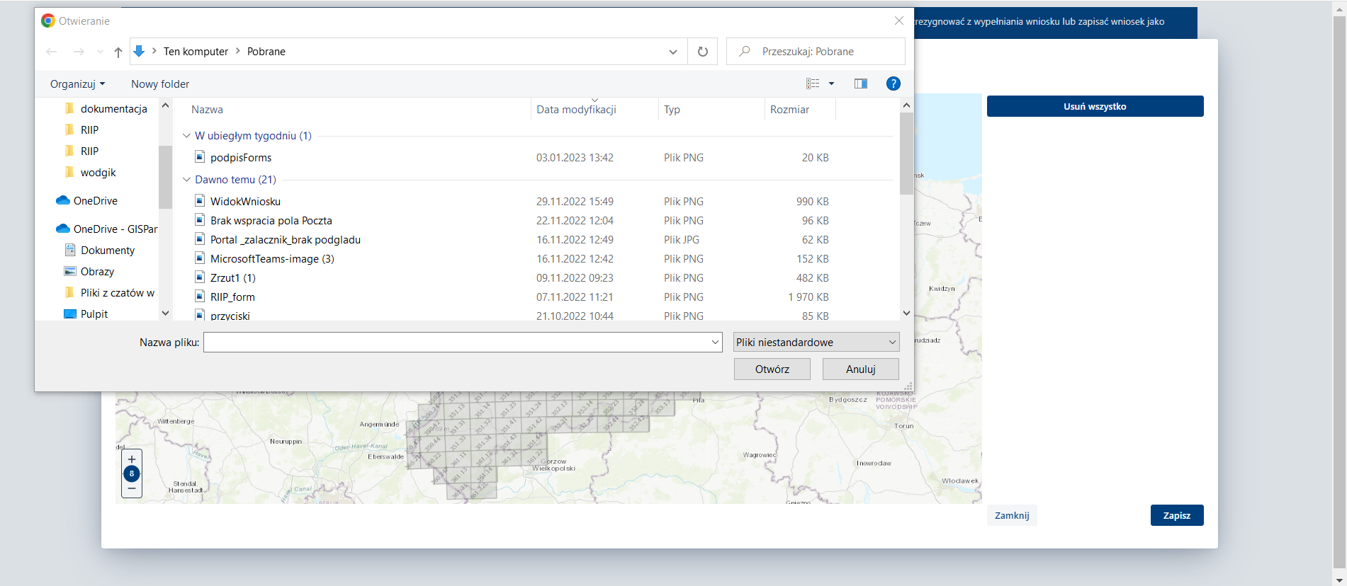 Zidentyfikuj obszar – zakładka Załącznik - dodaj załącznik graficzny Zidentyfikuj obszar – zakładka Załącznik - dodaj załącznik graficzny