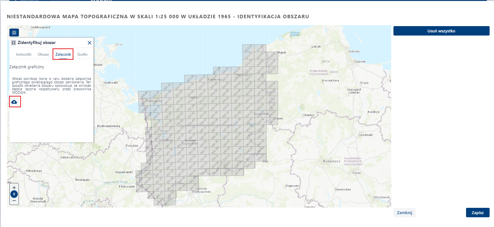 Zidentyfikuj obszar – zakładka Załącznik Zidentyfikuj obszar – zakładka Załącznik