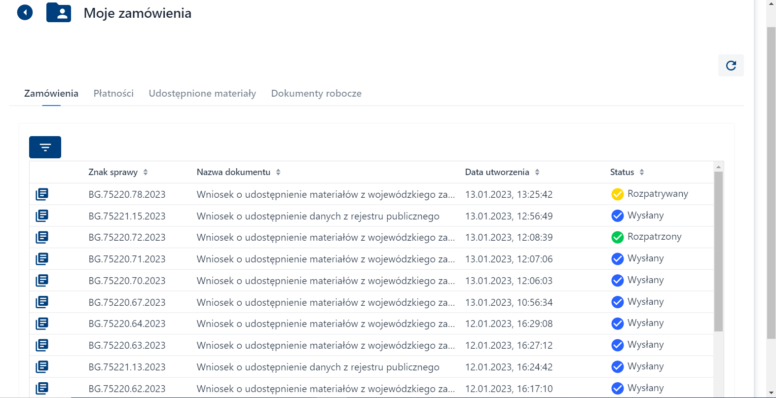 Moje zamówienia - Zamówienia - sortowanie wyłączone Moje zamówienia - Zamówienia - sortowanie wyłączone