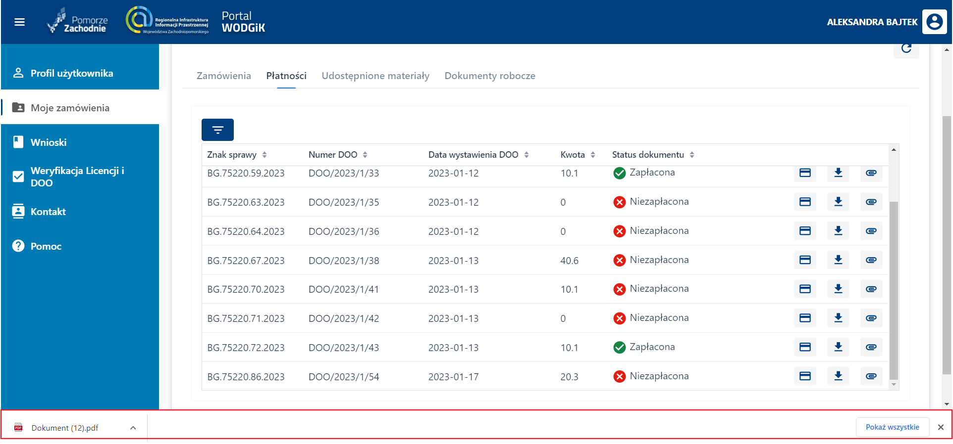Płatności - pobieranie DOO Płatności - pobieranie DOO