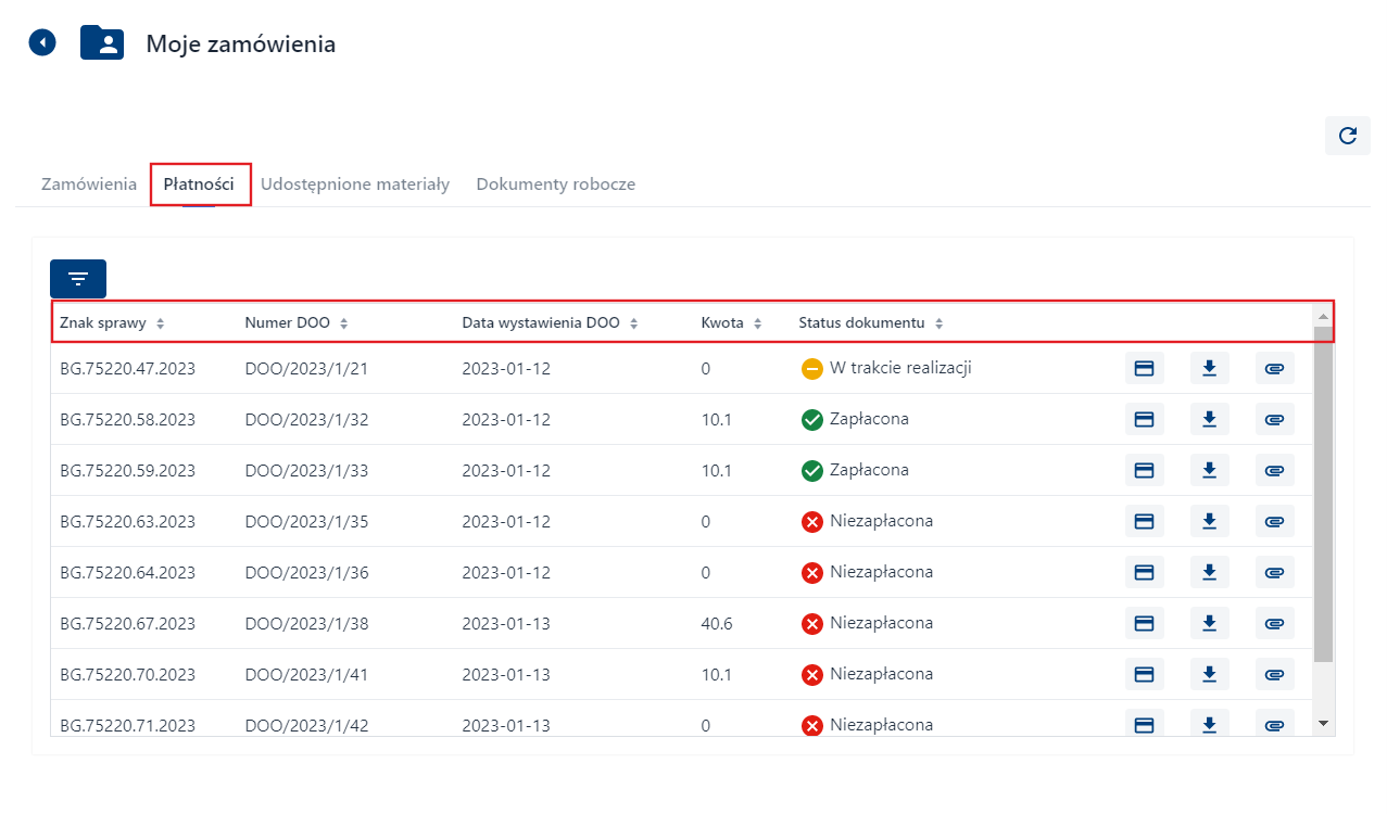 Płatności - kolumny Płatności - kolumny