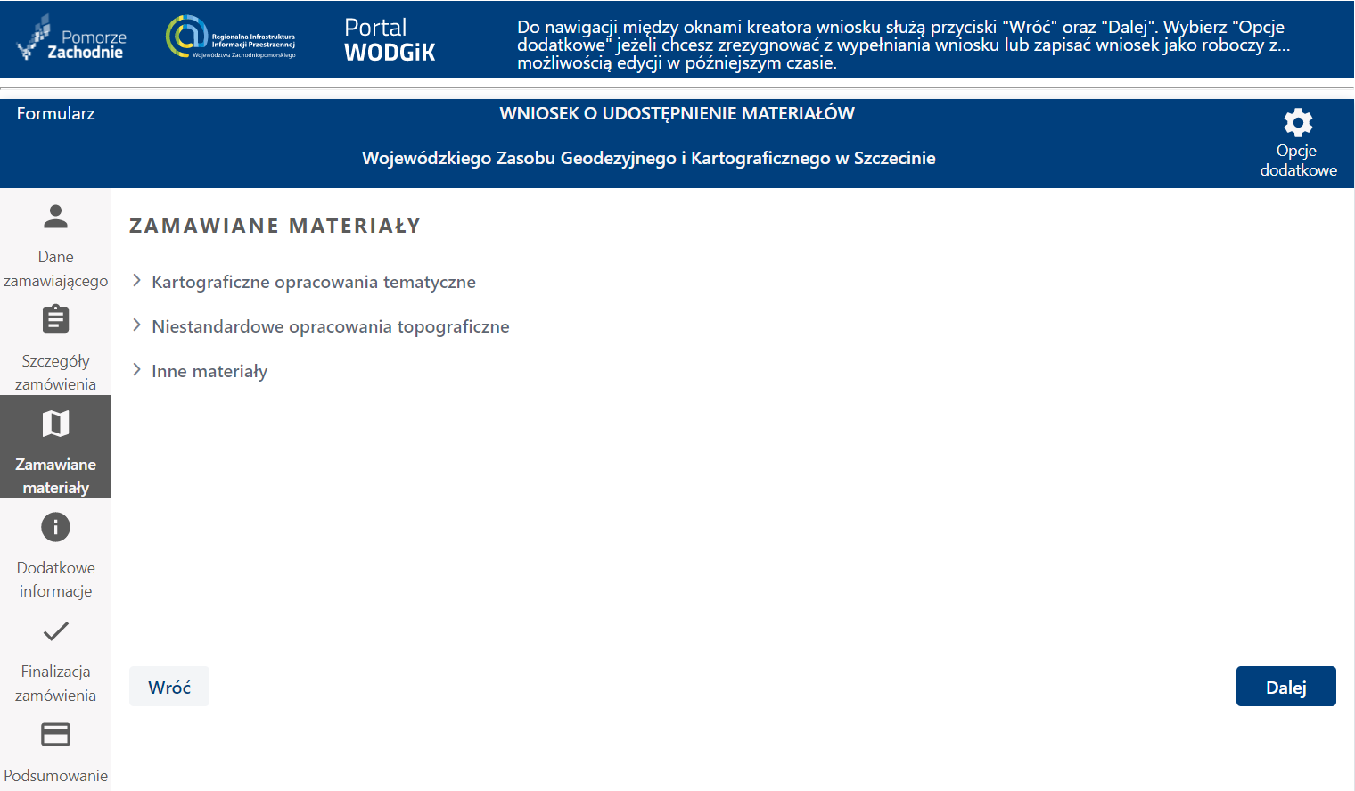 Formularz wniosku - etap Szczegóły zamówienia – wysyłka na adres – inny adres Formularz wniosku - etap Szczegóły zamówienia – wysyłka na adres – inny adres