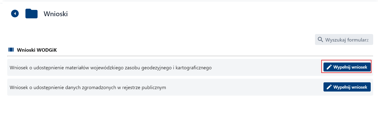 Wnioski - wybór wniosku Wnioski - wybór wniosku