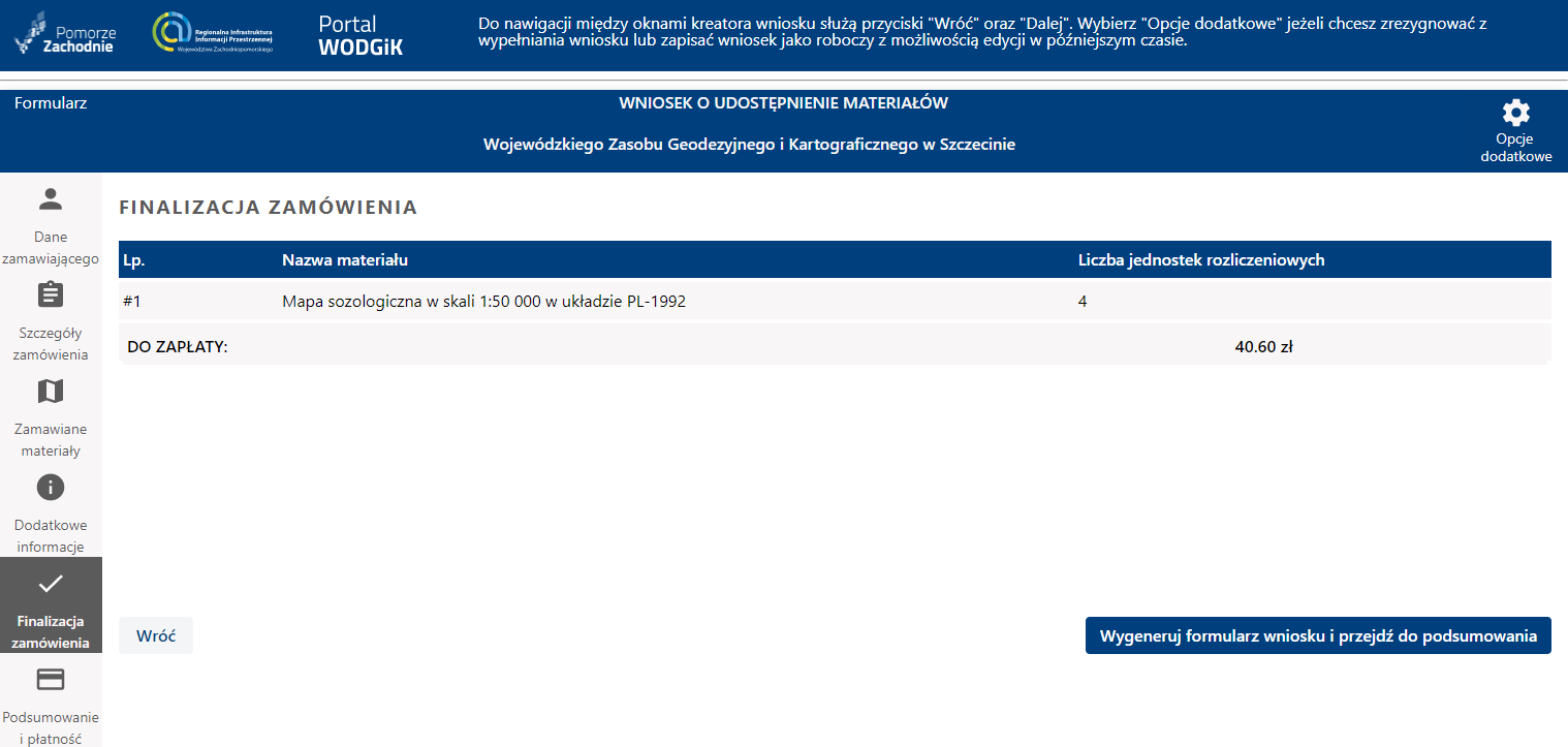 Formularz wniosku - etap Dodatkowe informacje Formularz wniosku - etap Dodatkowe informacje