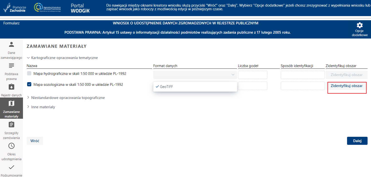 Zamawiane materiały zidentyfikuj obszar Zamawiane materiały zidentyfikuj obszar