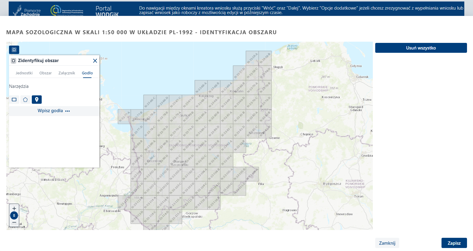 Okno mapowe - identyfikacja obszaru Okno mapowe - identyfikacja obszaru