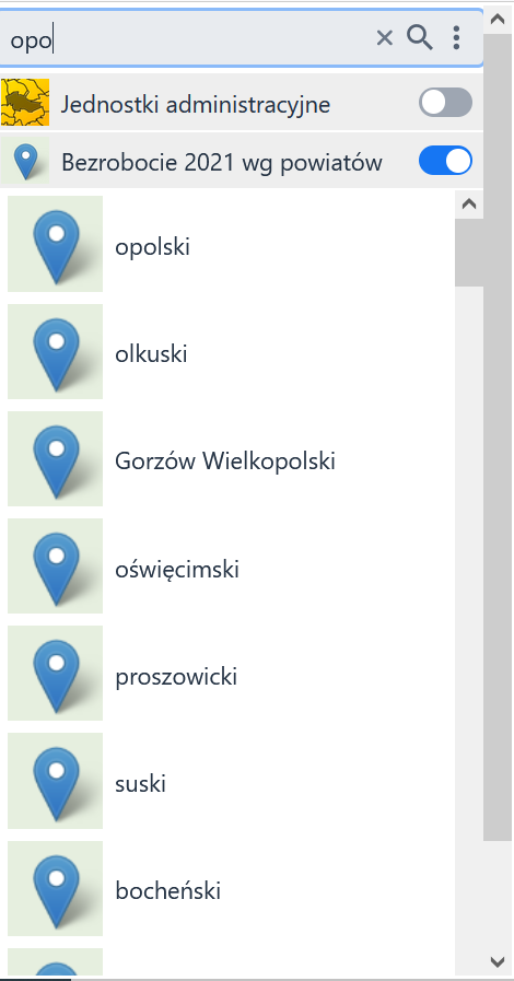 Sugerowana lista wyszukiwania