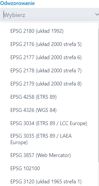 Lista układów współrzędnych