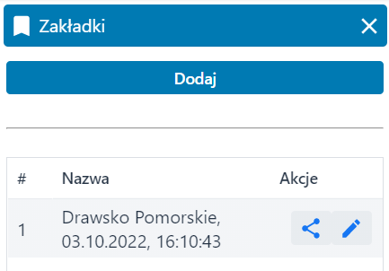 Widok okna ‘Zakładki’