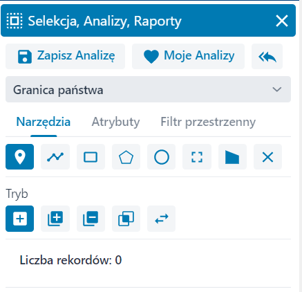 Okno ‘Selekcja, Analizy, Raporty’