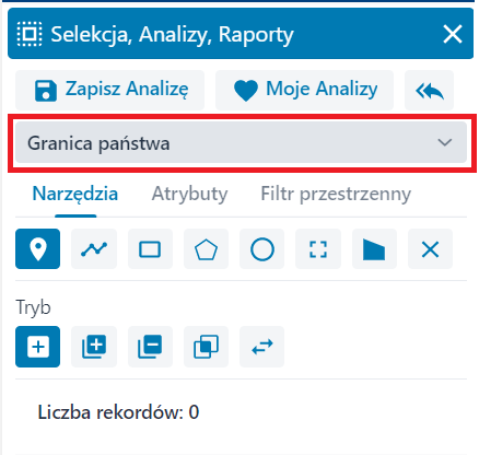 Zakładka ‘Narzędzia’ – Selekcja, Analizy, Raporty