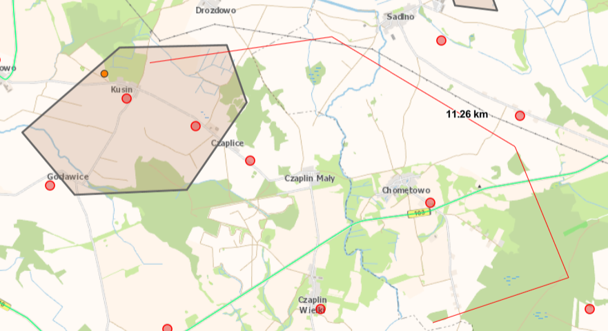 Funkcja ‘Mierz odległość’