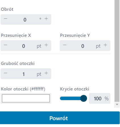 Zakładka ‘Etykieta’ we właściwościach obiektu