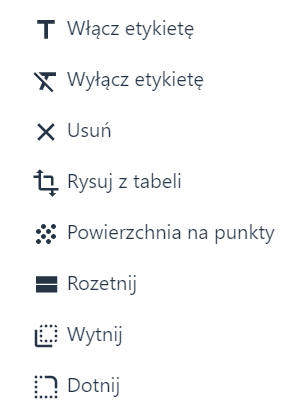 Okno akcji na wprowadzonym obiekcie: poligon, linia, punkt – Szkicowanie