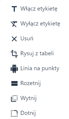 Okno akcji na wprowadzonym obiekcie: poligon, linia, punkt – Szkicowanie