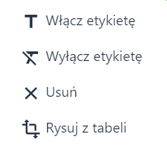 Okno akcji na wprowadzonym obiekcie: poligon, linia, punkt – Szkicowanie