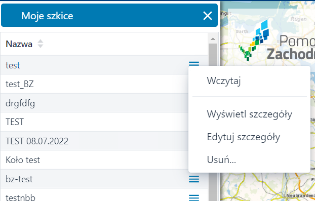 Okno ‘Moje szkice’