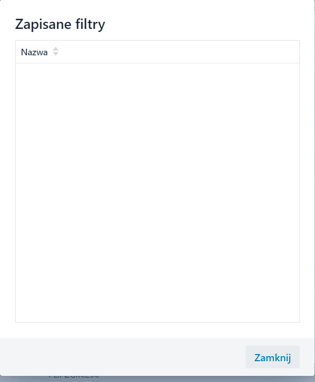 Okno ‘Wczytaj z ulubionych’ – Tabela