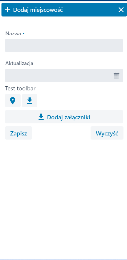 Okno dodawania obiektu