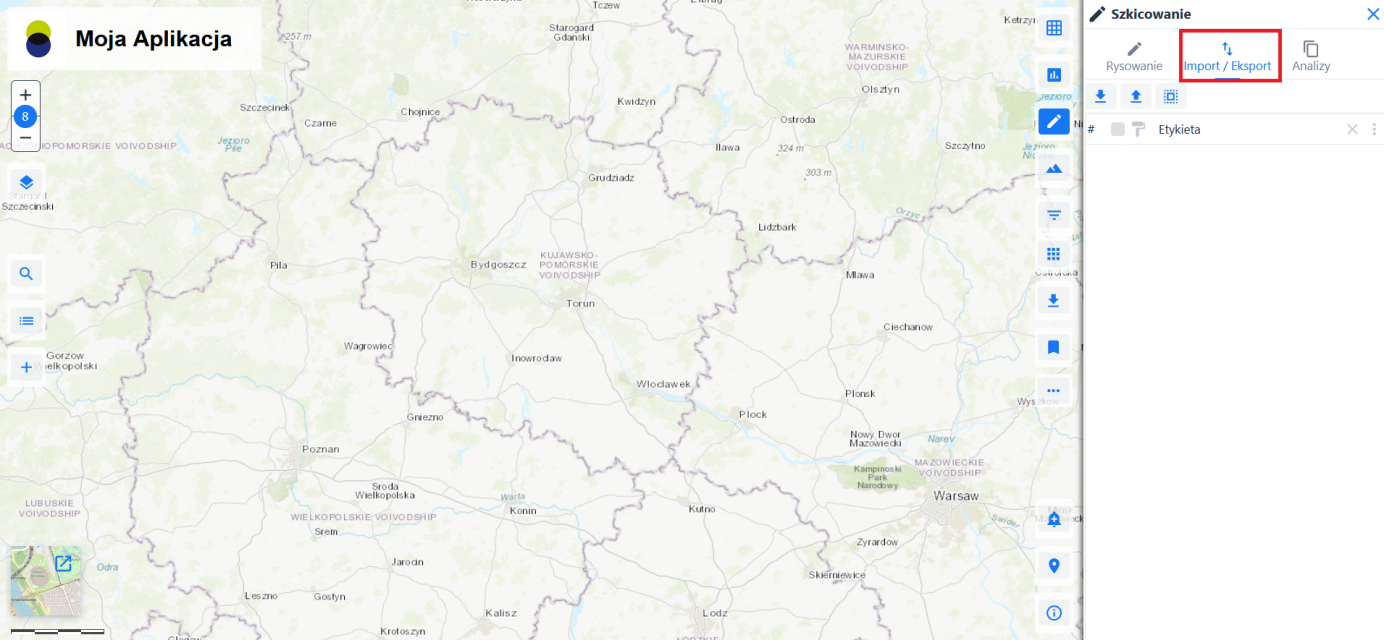 Szkicowanie - Menu Import/Eksport