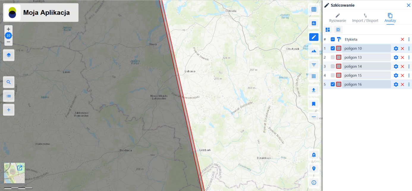 Szkicowanie - Analizy - Buforuj zaznaczone