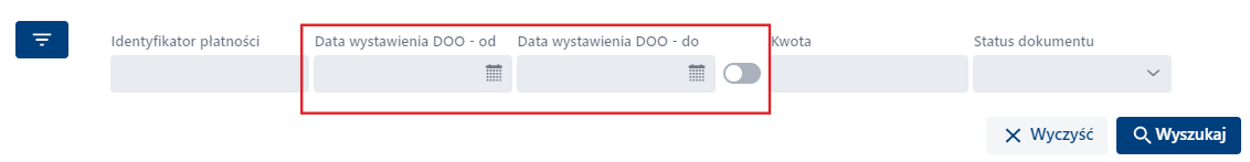 Płatności - Filtry - data od - do