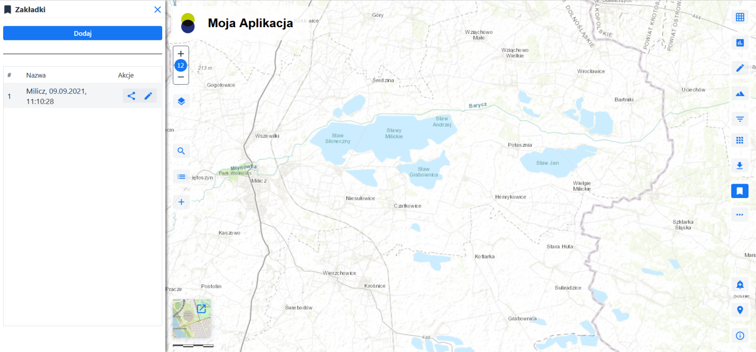 Okno zakładek przestrzennych