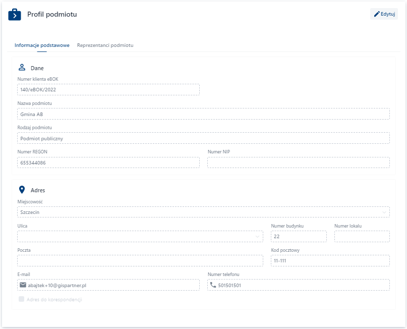 Profil podmiotu – Informacje podstawowe – cz. 2
