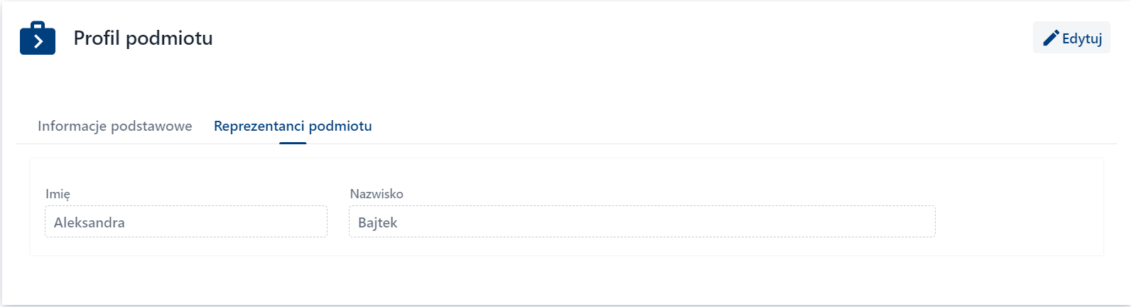 Profil podmiotu – Reprezentanci podmiotu