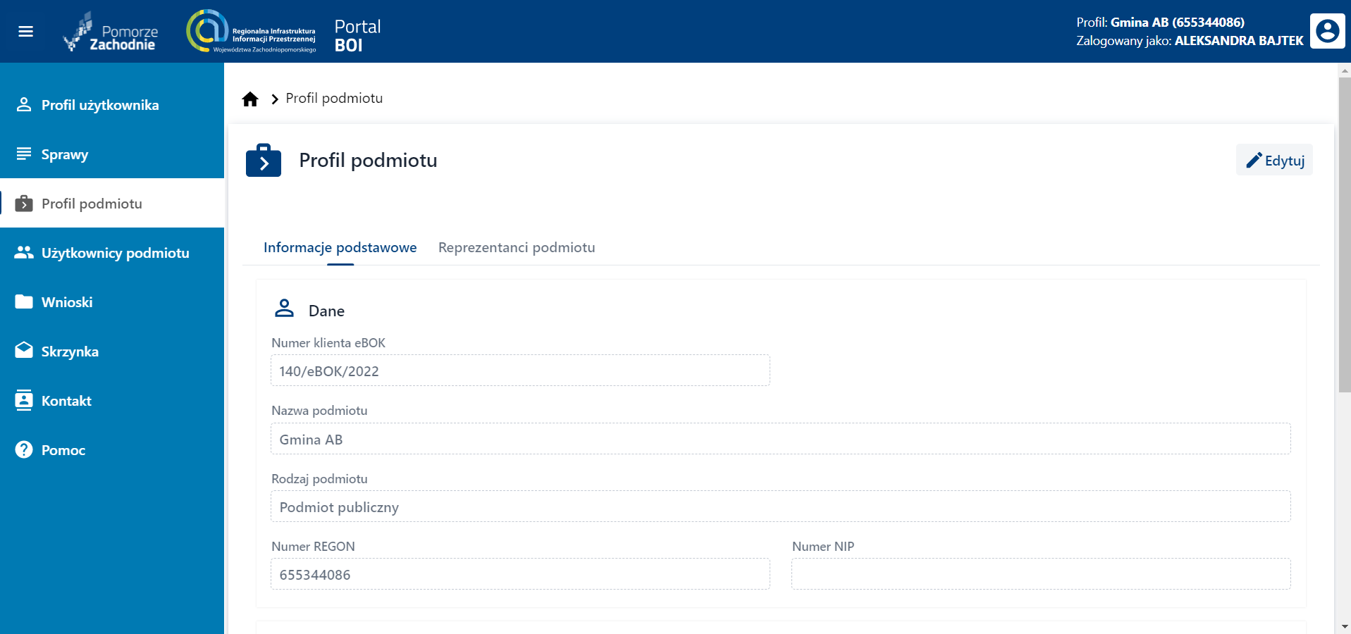 Profil podmiotu – Informacje podstawowe – cz. 1