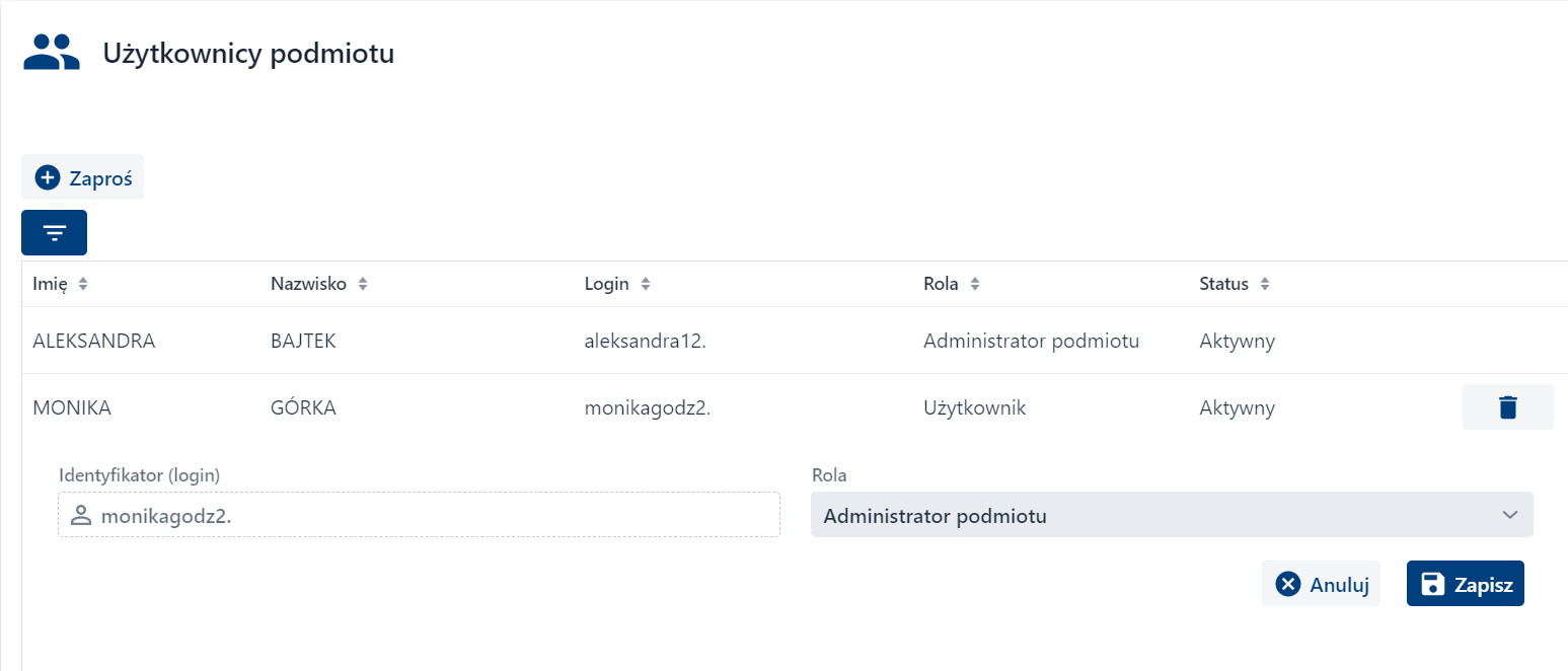 Zmiana typu użytkownika