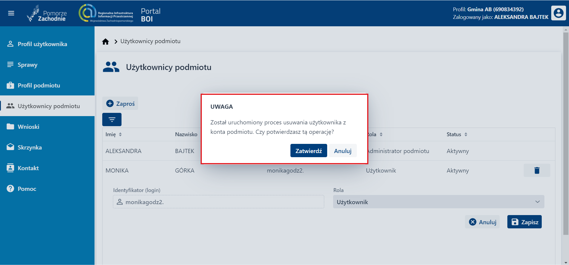 Lista użytkowników – usuwanie użytkownika – cz. 1