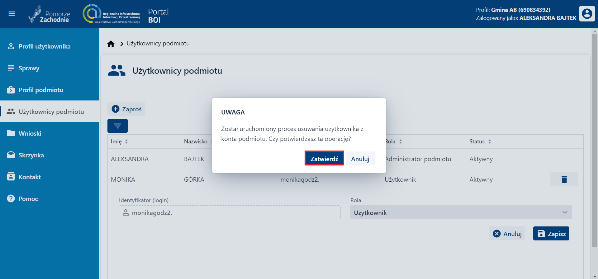 Lista użytkowników – usuwanie użytkownika – cz. 1