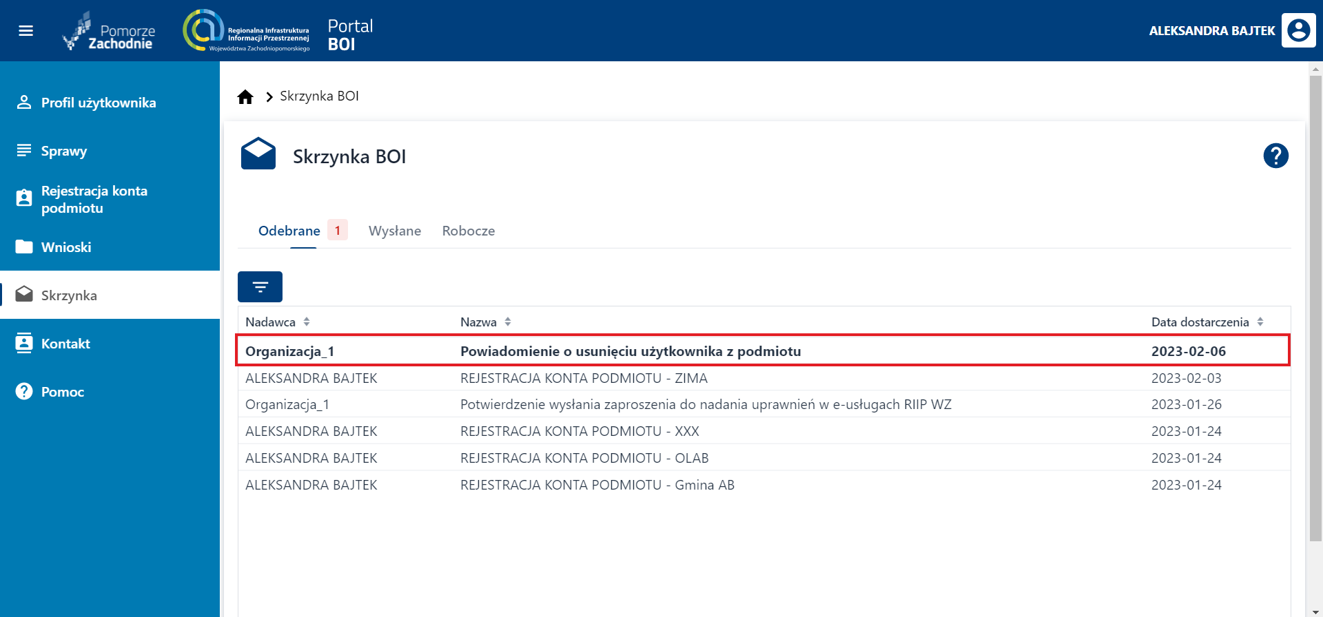 Usuwanie użytkownika – powiadomienie na skrzynce mailowej