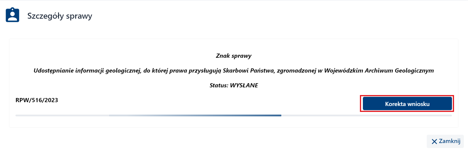  Szczegóły zamówienia - korekta wniosku