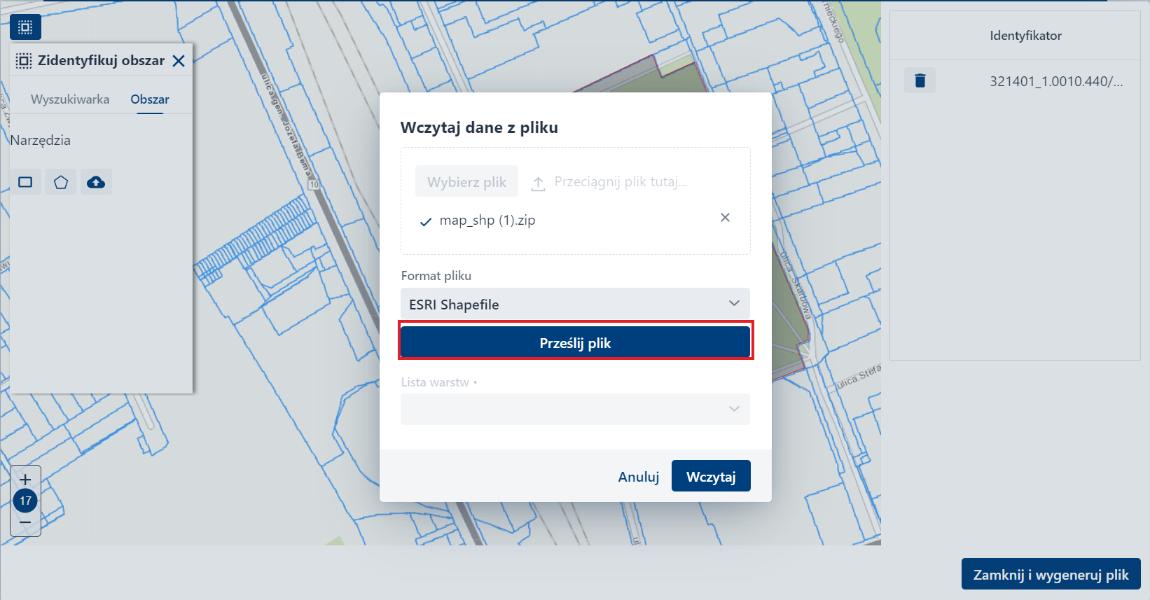 Zakładka Obszar – przesyłanie załącznika – cz. 4