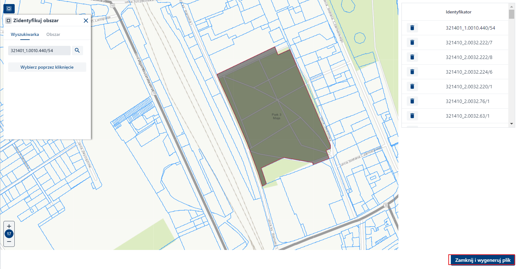 Zidentyfikuj obszar - Jednostki - Zapis identyfikacji jednostek