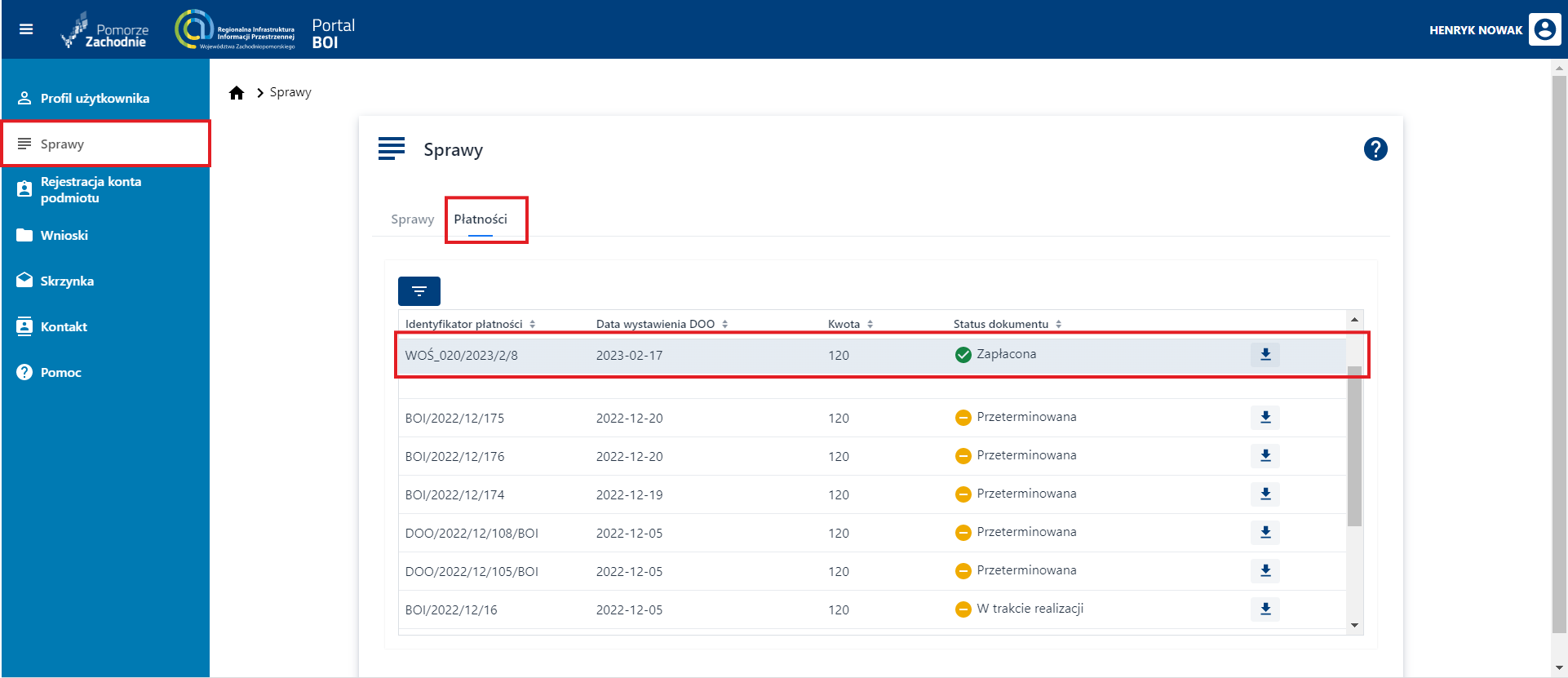 Składanie wniosku wymagającego opłaty – podgląd płatności w BOI – cz. 1